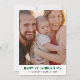Elegantes einfaches Kleeblatt-Foto St. Patrick's D Feiertagskarte