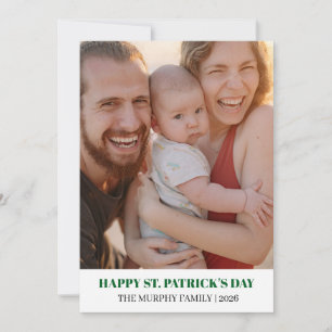 Elegantes einfaches Kleeblatt-Foto St. Patrick's D Feiertagskarte