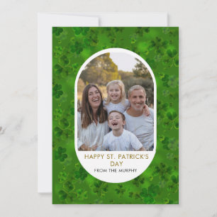 Elegantes einfaches Kleeblatt-Foto St. Patrick's D Feiertagskarte