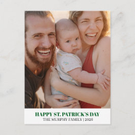 Elegantes einfaches Kleeblatt-Foto St. Patrick's D Feiertagspostkarte