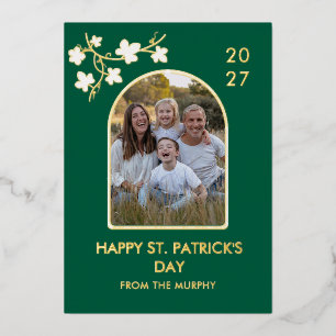 Elegantes einfaches Kleeblatt-Foto St. Patrick's D Folien Feiertagskarte