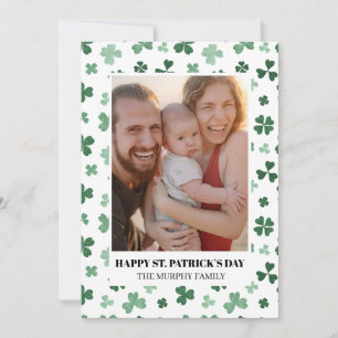 Elegantes einfaches Kleeblatt-Foto St. Patricks Da Feiertagskarte
