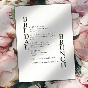 Elegantes einfaches Menü für Textbridal-Brunch Menükarte