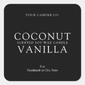Elegantes einfaches Minimal Candle Label Quadratischer Aufkleber (Vorderseite)