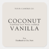 Elegantes einfaches Minimal Candle Label Quadratischer Aufkleber (Vorderseite)