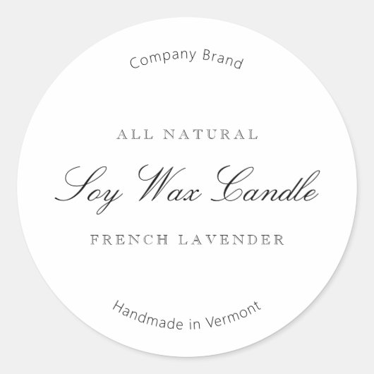 Elegantes einfaches Minimal Candle Label Runder Aufkleber (Vorderseite)