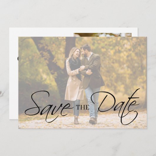 Elegantes einfaches Minimal-Foto Hochzeit speicher Save The Date (Vorne/Hinten)