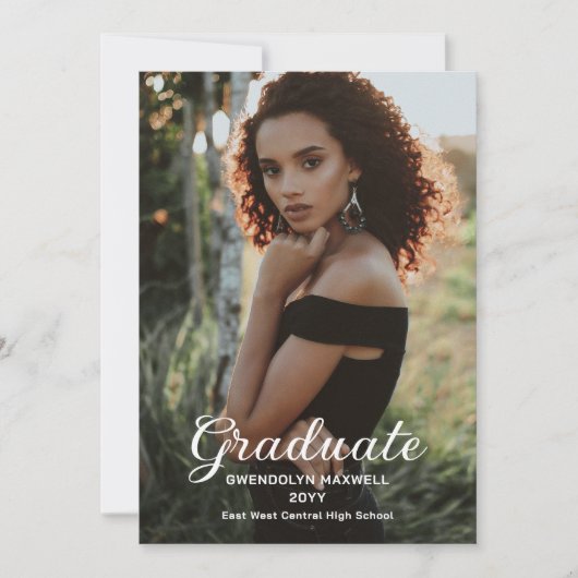 Elegantes einfaches Minimalistisch Graduate Foto Einladung (Vorderseite)