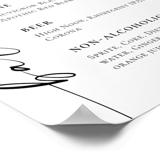 Elegantes einfaches Minimalistisches Bar Menu Hoch Poster (Ecke)