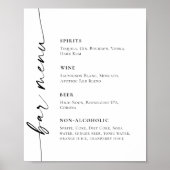 Elegantes einfaches Minimalistisches Bar Menu Hoch Poster (Vorne)