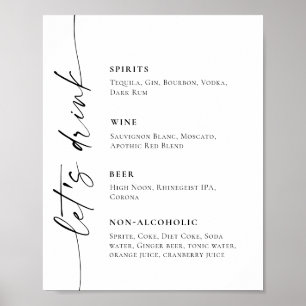 Elegantes einfaches Minimalistisches Bar Menu Hoch Poster
