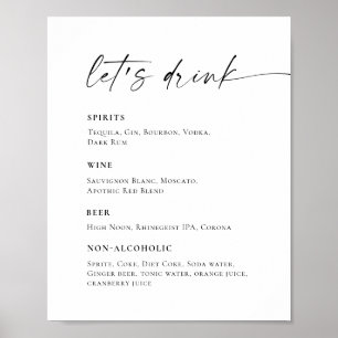 Elegantes einfaches Minimalistisches Bar Menu Hoch Poster