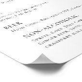 Elegantes einfaches Minimalistisches Bar Menu Hoch Poster (Ecke)