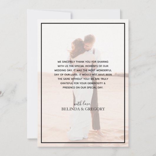 Elegantes Einfaches Minimalistisches Foto Hochzeit Dankeskarte (Vorderseite)