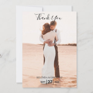 Elegantes Einfaches Minimalistisches Foto Hochzeit Dankeskarte