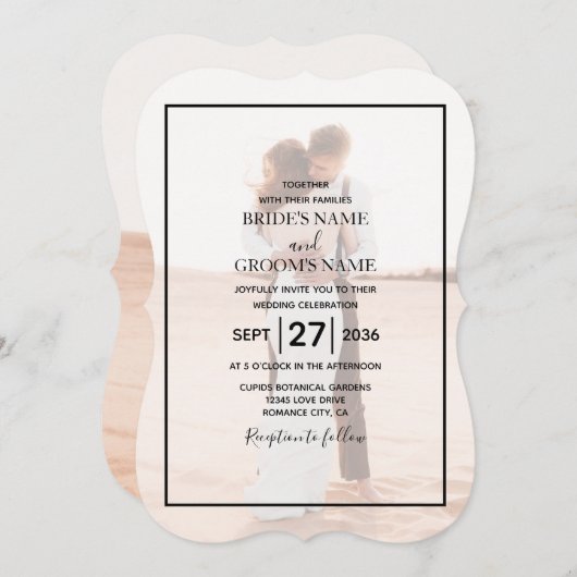 Elegantes Einfaches Minimalistisches Foto Hochzeit Einladung (Vorne/Hinten)
