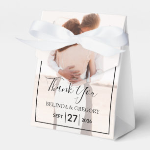 Elegantes Einfaches Minimalistisches Foto Hochzeit Geschenkschachtel