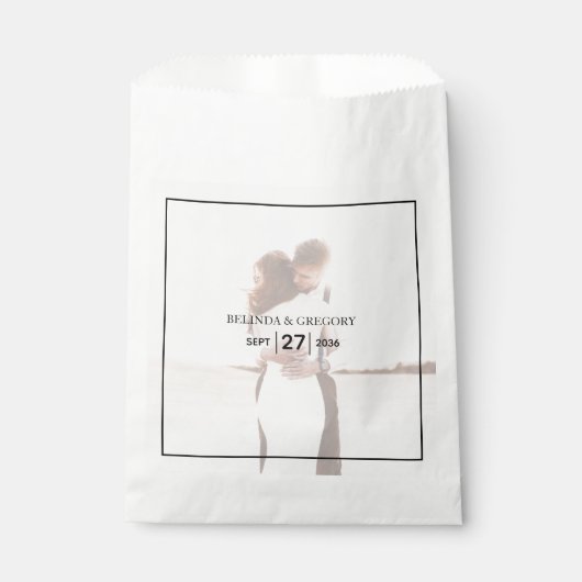 Elegantes Einfaches Minimalistisches Foto Hochzeit Geschenktütchen (Vorderseite)