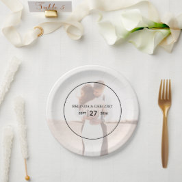 Elegantes Einfaches Minimalistisches Foto Hochzeit Pappteller
