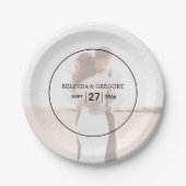 Elegantes Einfaches Minimalistisches Foto Hochzeit Pappteller (Vorderseite)