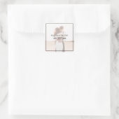 Elegantes Einfaches Minimalistisches Foto Hochzeit Quadratischer Aufkleber (Tasche)