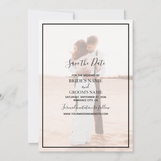 Elegantes Einfaches Minimalistisches Foto Hochzeit Save The Date (Vorderseite)