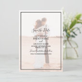 Elegantes Einfaches Minimalistisches Foto Hochzeit Save The Date (Stehend Vorderseite)