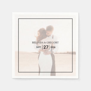 Elegantes Einfaches Minimalistisches Foto Hochzeit Serviette