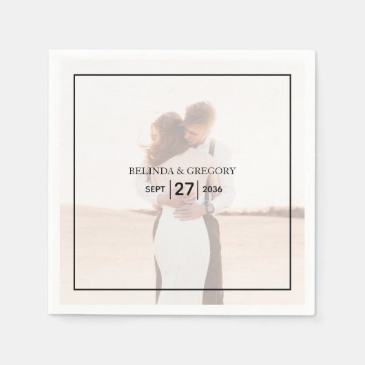 Elegantes Einfaches Minimalistisches Foto Hochzeit Serviette (Vorderseite)