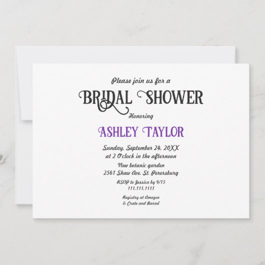 Elegantes einfaches Minimalistisches Skript-Brautp Einladung (Vorderseite)