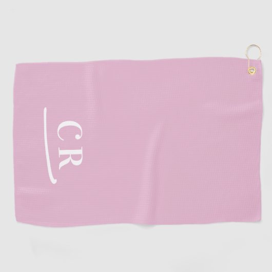 Elegantes, einfaches Mit Monogramm Modernes Rosa Golfhandtuch (Horizontal)