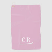 Elegantes, einfaches Mit Monogramm Modernes Rosa Golfhandtuch (Vorderseite)