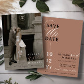 Elegantes einfaches Mocha Mousse Foto Hochzeit Save The Date
