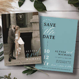 Elegantes, einfaches, modernes Aquamarines Foto Ho Save The Date