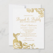 Elegantes einfaches, modernes Blumengold Bubbly Einladung (Vorderseite)