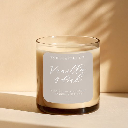 Elegantes, einfaches, modernes Candle Label Quadratischer Aufkleber