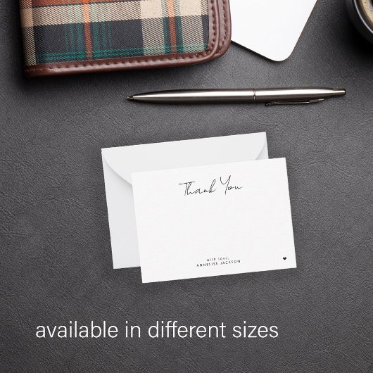 Elegantes, einfaches, modernes Chic-Skript danke Mitteilungskarte