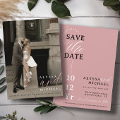 Elegantes einfaches, modernes Dusty Rose Foto Hoch Save The Date