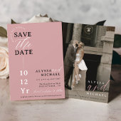 Elegantes einfaches, modernes Dusty Rose Foto Hoch Save The Date
