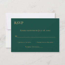 Elegantes einfaches, modernes Green Gold Monogram  RSVP Karte