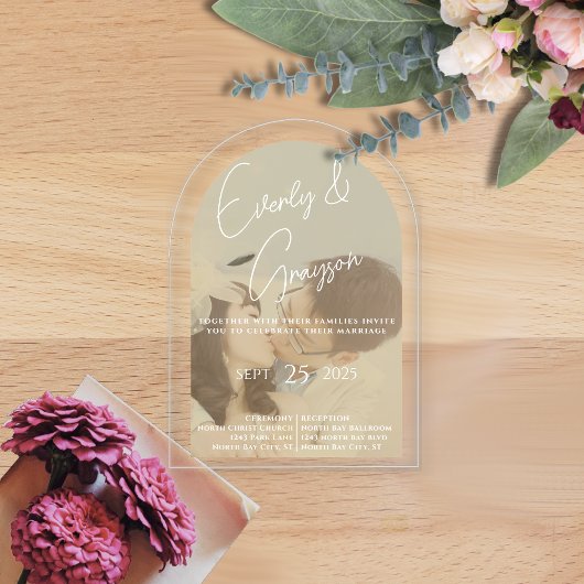 Elegantes Einfaches Modernes Minimalistisches Foto Acryleinladungen