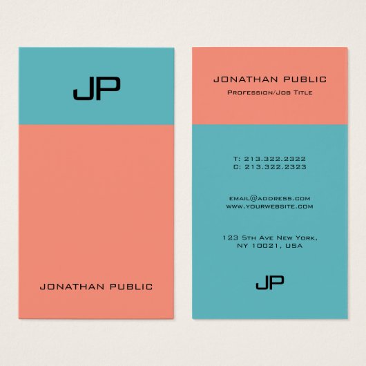 Elegantes einfaches, modernes Monogramm Beruflich (Vorne & Hinten)