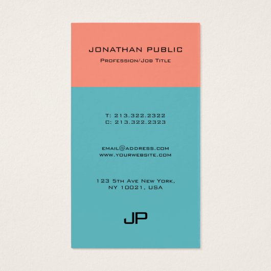 Elegantes einfaches, modernes Monogramm Beruflich (Rückseite)