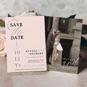 Elegantes einfaches, modernes Rosa Foto Hochzeit Save The Date