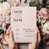 Elegantes einfaches, modernes Rosa Foto Hochzeit Save The Date