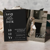 Elegantes einfaches, modernes Schwarz-Weiß-Foto Ho Save The Date
