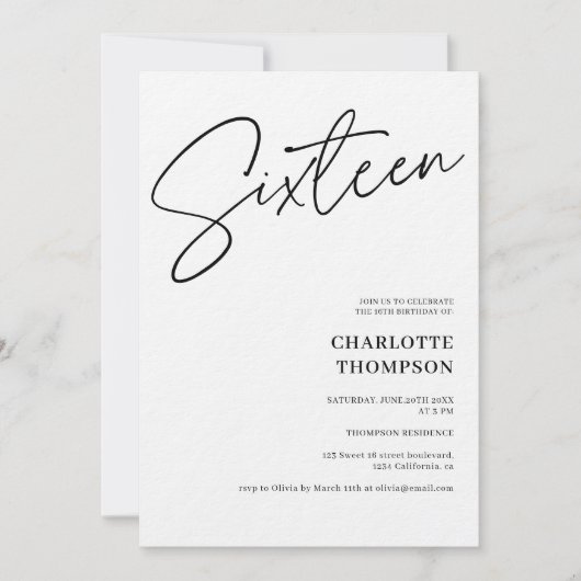 Elegantes, einfaches, modernes Schwarz-weißes Foto Einladung (Vorderseite)