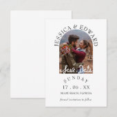 Elegantes einfaches, modernes Script-Foto Save the Date (Vorne/Hinten)