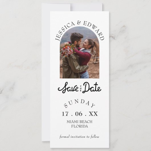 Elegantes einfaches, modernes Script-Foto Save the Einladung (Vorderseite)