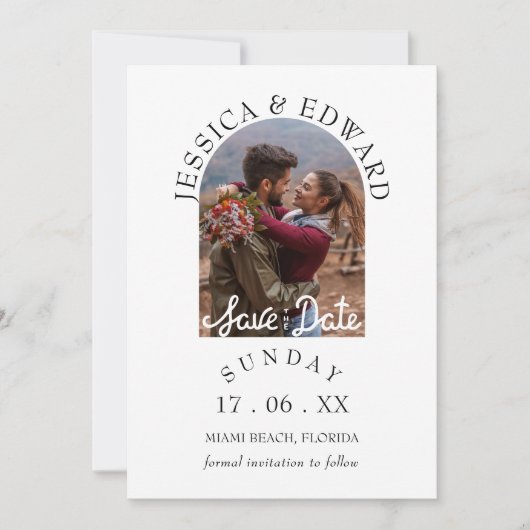 Elegantes einfaches, modernes Script-Foto Save the Einladung (Vorderseite)